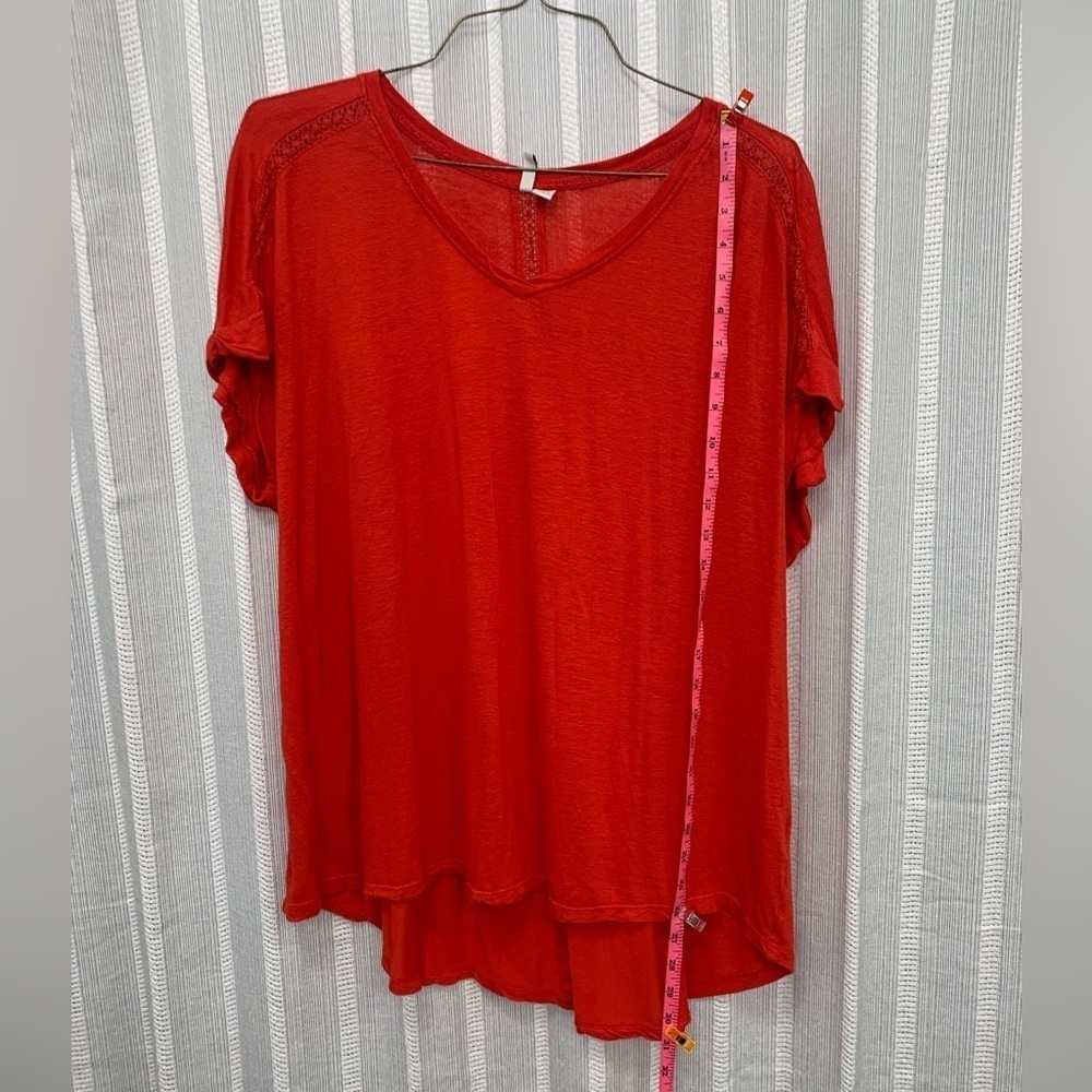Oversized Red Orange Casual Top Tee Shirt T-Shirt‎ High Low Size 18/20W - Picture 3 of 6